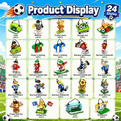 2026 World Cup Soccer Building Blocks Advent Calendar - 24 Pack Mystery Blind Box Toy Set with 10 Figures, Playable Field & Keychains (712 PCS)