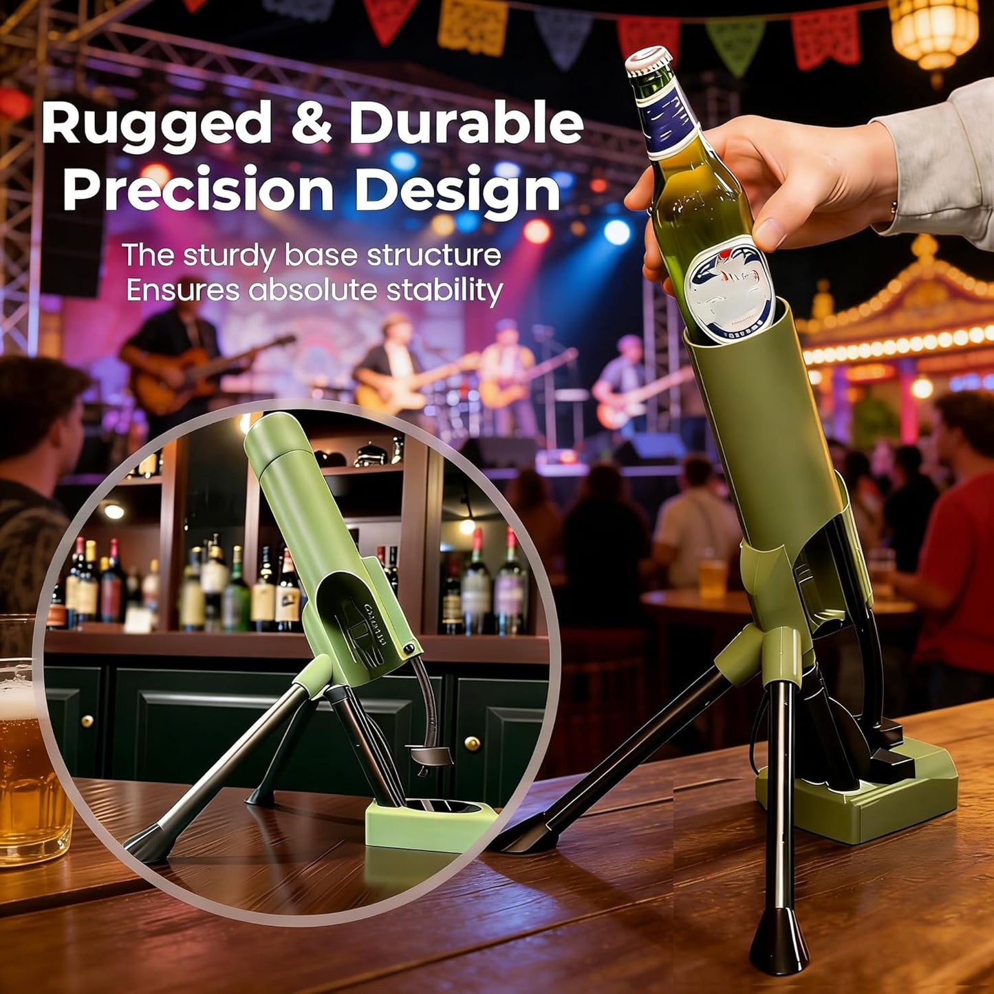 Bottle Opener Beer, 51mm Heavy Duty Tactical Cap Launcher Hands-Free, Funny Beer Bottles Opener For Bars Desks Shelves
