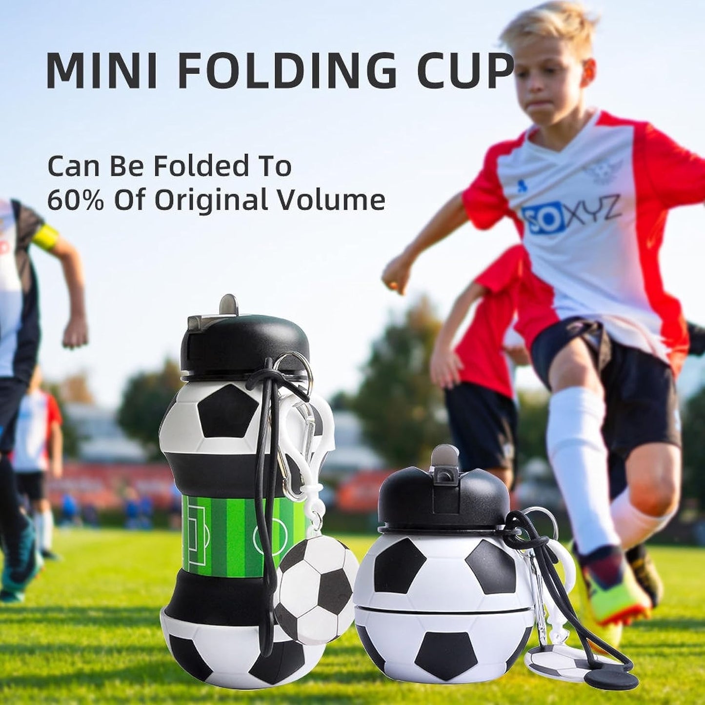 ⚽BPA-Free Football Foldable Cup, Perfect Summer Outdoor Must-Have✨
