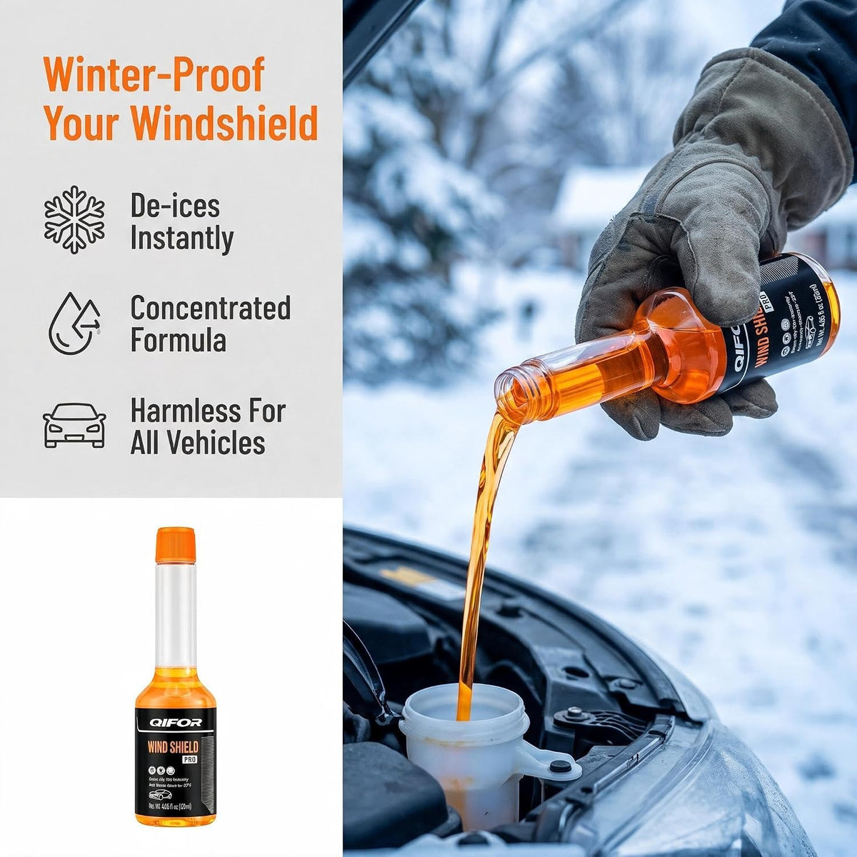 QIFOR Concentrated Windshield Washer Fluid for Car Auto Windows