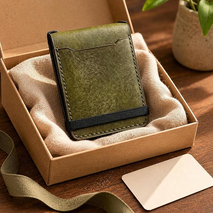 Elastic Band Slim Wallet Front Pocket Short Wallet Stitched Edges Personal Accessory Rounded Corners