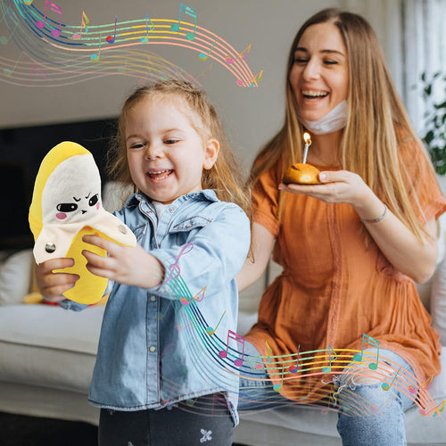 Interactive Banana Sensing Piano Plush Toy – 9" Bio-Electric Induction Musical Fruit Stuffed Animal, Multiplayer Animated Rhythm Toy for Toddlers & Parties
