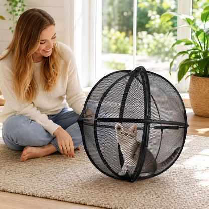 ❤️360° Panoramic Foldable Cat Playpen – Breathable Mesh Pet Enclosure