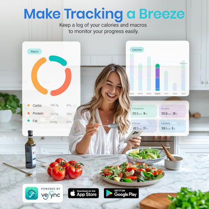 📱AI Smart Food Nutrition Kitchen Scale, Digital Grams and Ounces for Weight Loss