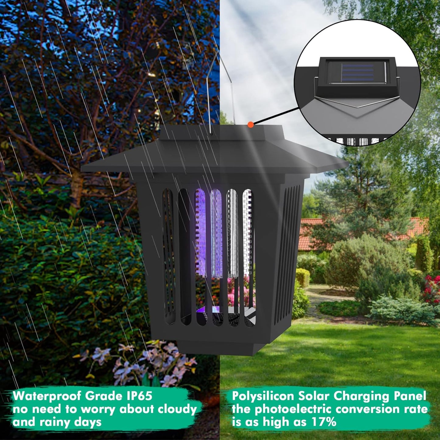 2-in-1 Solar Powered Mosquito Zapper & Weatherproof Garden Pathway Light