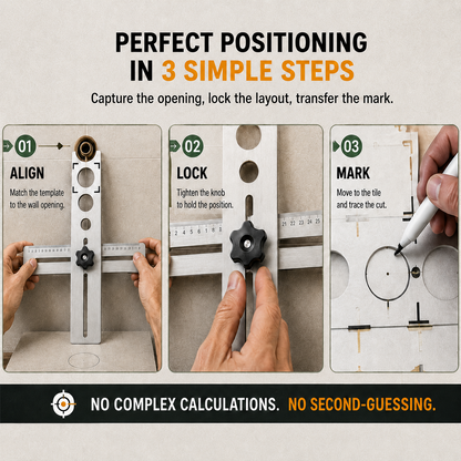 Stainless Steel Tile Positioning Ruler – Adjustable Drill Guide & Measuring Tool for Ceramic, Marble & Wall Tile