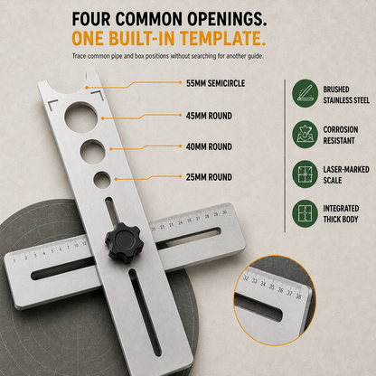 Stainless Steel Tile Positioning Ruler – Adjustable Drill Guide & Measuring Tool for Ceramic, Marble & Wall Tile