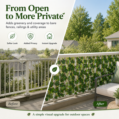 Expandable Ivy Privacy Fence – Retractable Green Lattice Screen for Patio & Garden