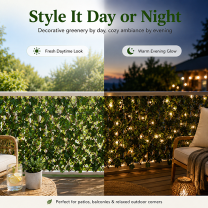 Expandable Ivy Privacy Fence – Retractable Green Lattice Screen for Patio & Garden