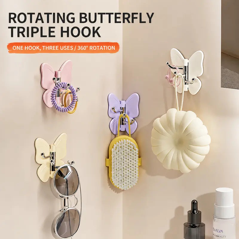 Butterfly Corner Rotating Hook | No-Drill Adhesive Wall Hook