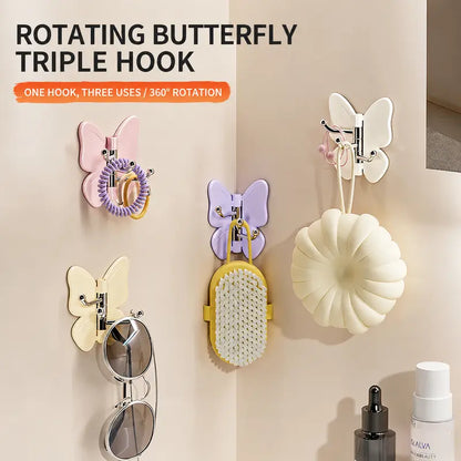 Butterfly Corner Rotating Hook | No-Drill Adhesive Wall Hook