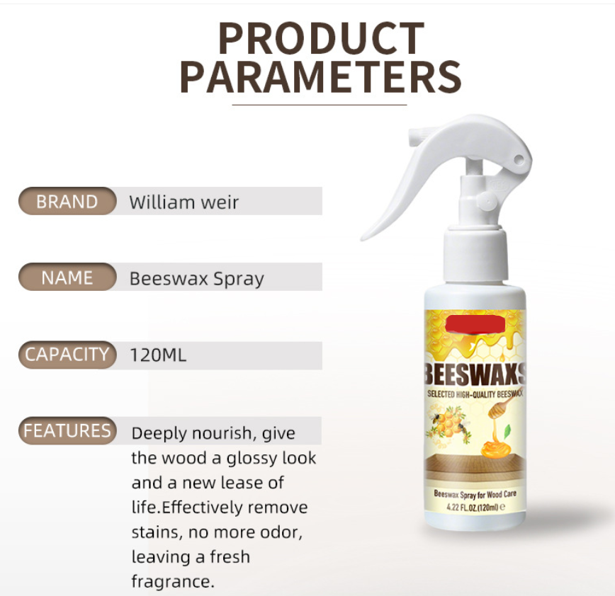 🎉🎉Beeswax Wood Polish Spray 120ml | Natural Shine & Protection for Furniture, Floors, Cabinets – Non-Greasy, Anti-Dust Finish