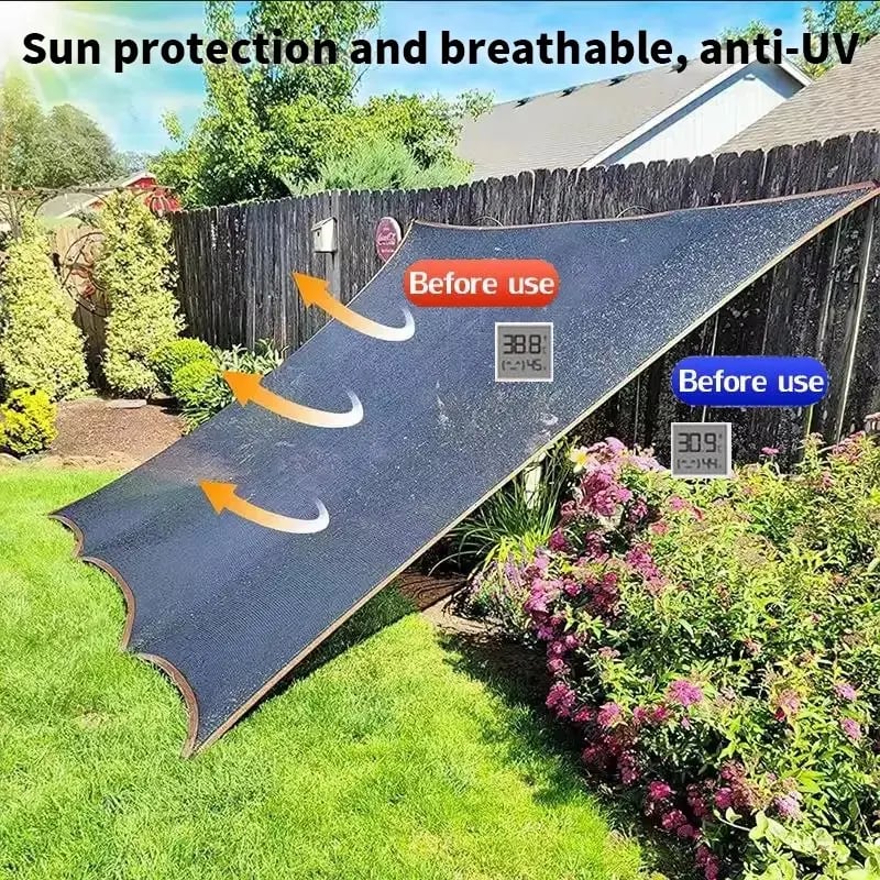 🎖️90% Blackout Cloth (Black) - 10 x 13ft UV-Resistant Shade Net with Reinforced Rivets,