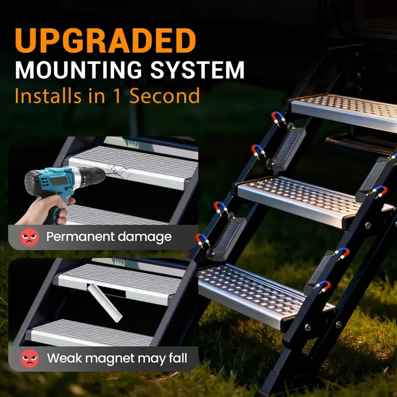 🏆 35K+ SOLD! 🚌 RV Solar Step Lights | Magnetic, IP65 Waterproof, 8‐Hour Warm Glow, Auto On/Off ✨