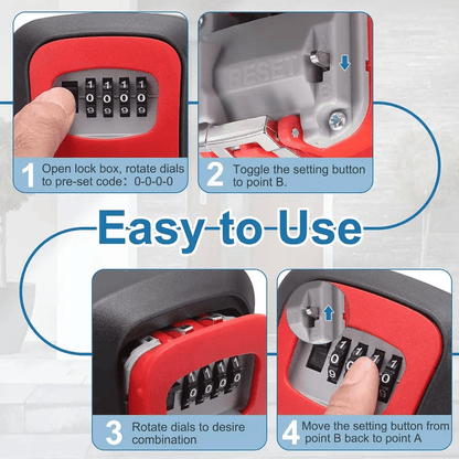 Wall Mount Key Lock Box - 4 Digit Combination Lockbox for Keys Safe Security Storage Resettable Code Lockbox for Outdoor Home Office Garage