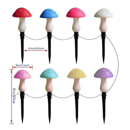 8 Pcs Solar Powered Mushroom Shaped Garden Light