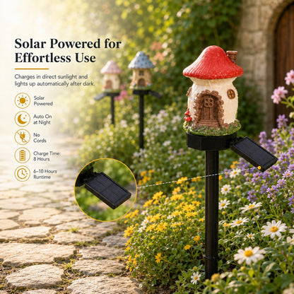 ⭐Zero Electric Bill! All Weather Fairy House Solar Garden Stake Lights