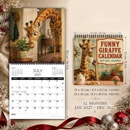 2027 Fun Retro Giraffe Wall Calendar & Monthly Planner | Cute Wall Art For Home & Office