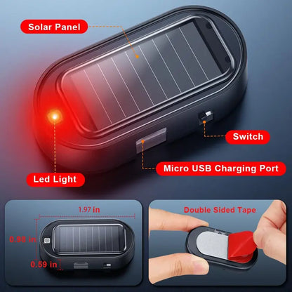 💥Solar Powered Fake Car Alarm Light, Auto Light Sensor LED Simulated Security Warning Flashing Light