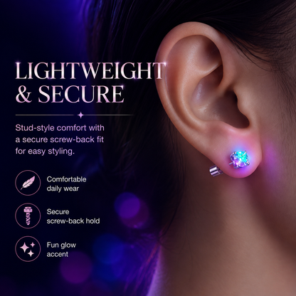LED Light Up Crystal Stud Earrings – Colorful Glow, Unisex Party Style