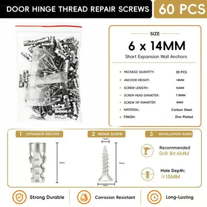 6×14mm Door Hinge Thread Repair Screws Kit