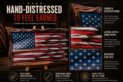 🔥Father’s Day 49% OFF - 🇺🇸 Battle Worn Wooden Flag | Handcrafted Patriotic Wall Art by Veteran