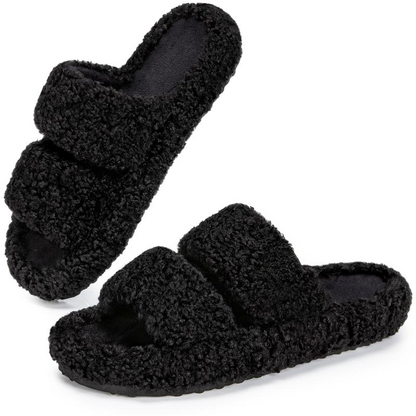 Women's Fuzzy Open-Toe Slippers