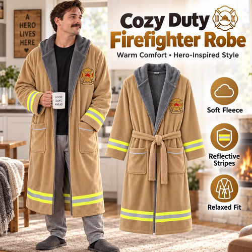 🚒🔥 Firefighter Robe — Stay Cozy Off Duty with Bold Firefighter Style!