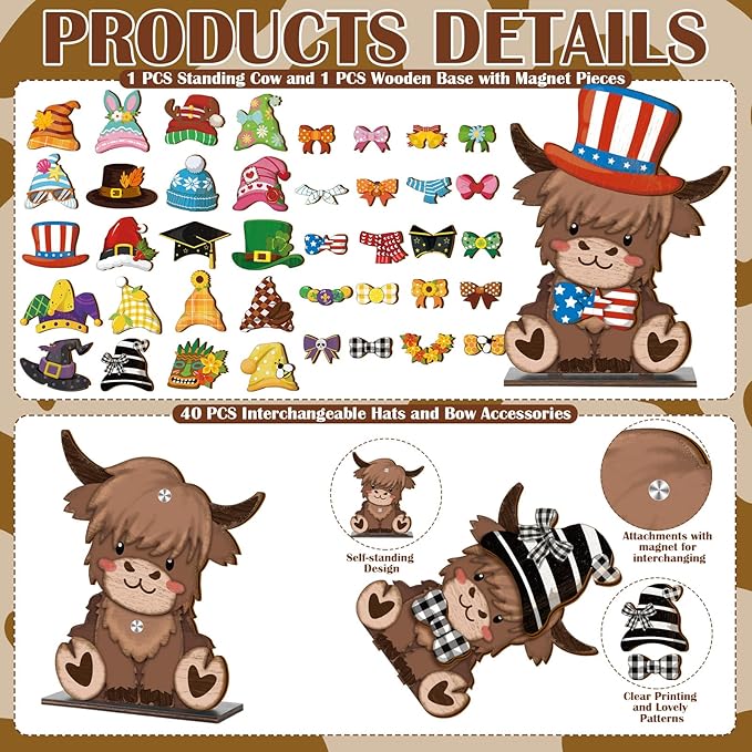 🐾Interchangeable Wooden Animal Decor✨