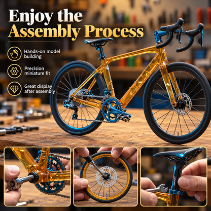 💎🚴 Transparent Mini Road Bike Model – DIY Assembly Kit & Desk Display