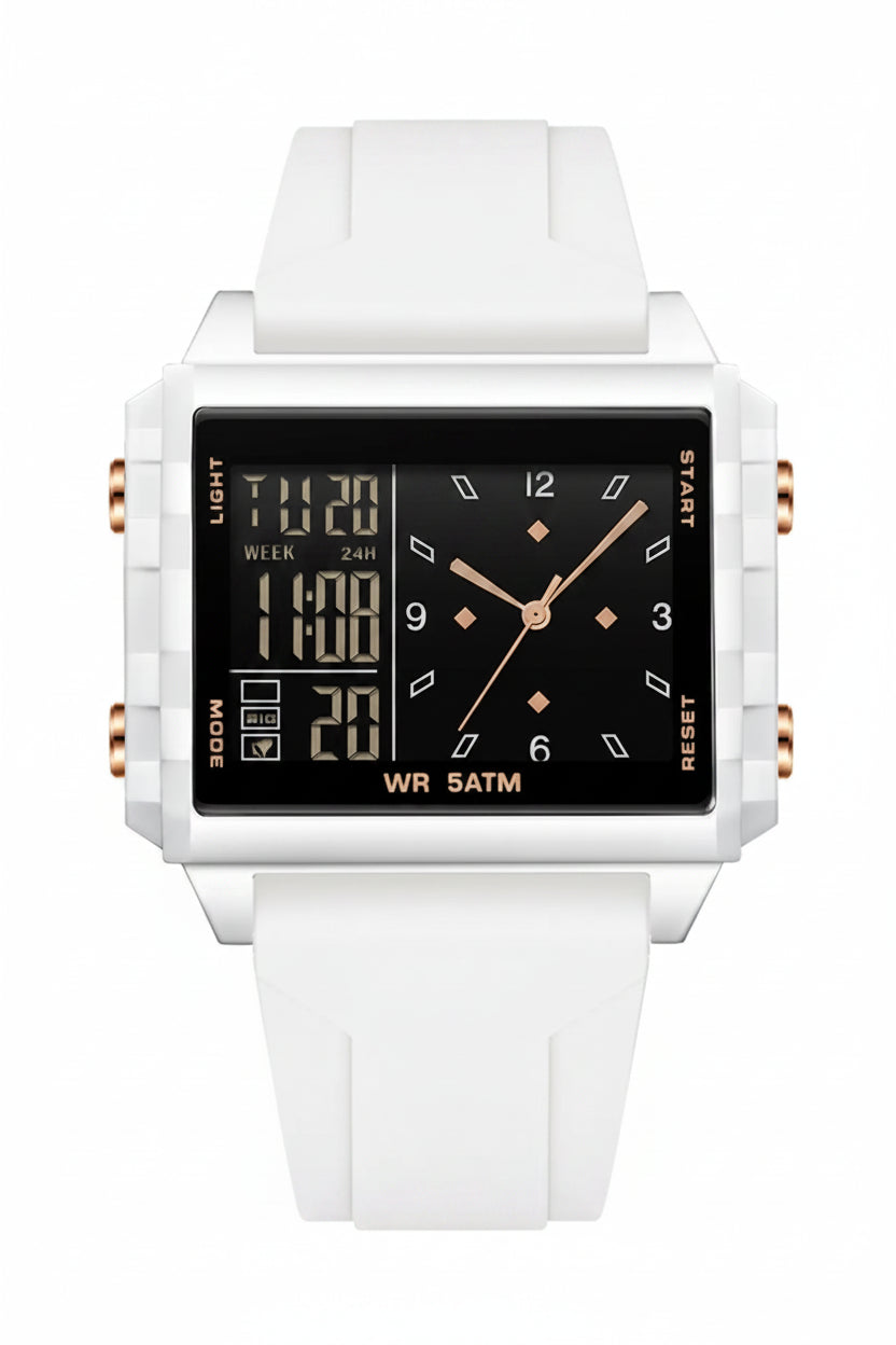 Analog-Digital Sport Watch – Waterproof, Luminous & Multi-Function