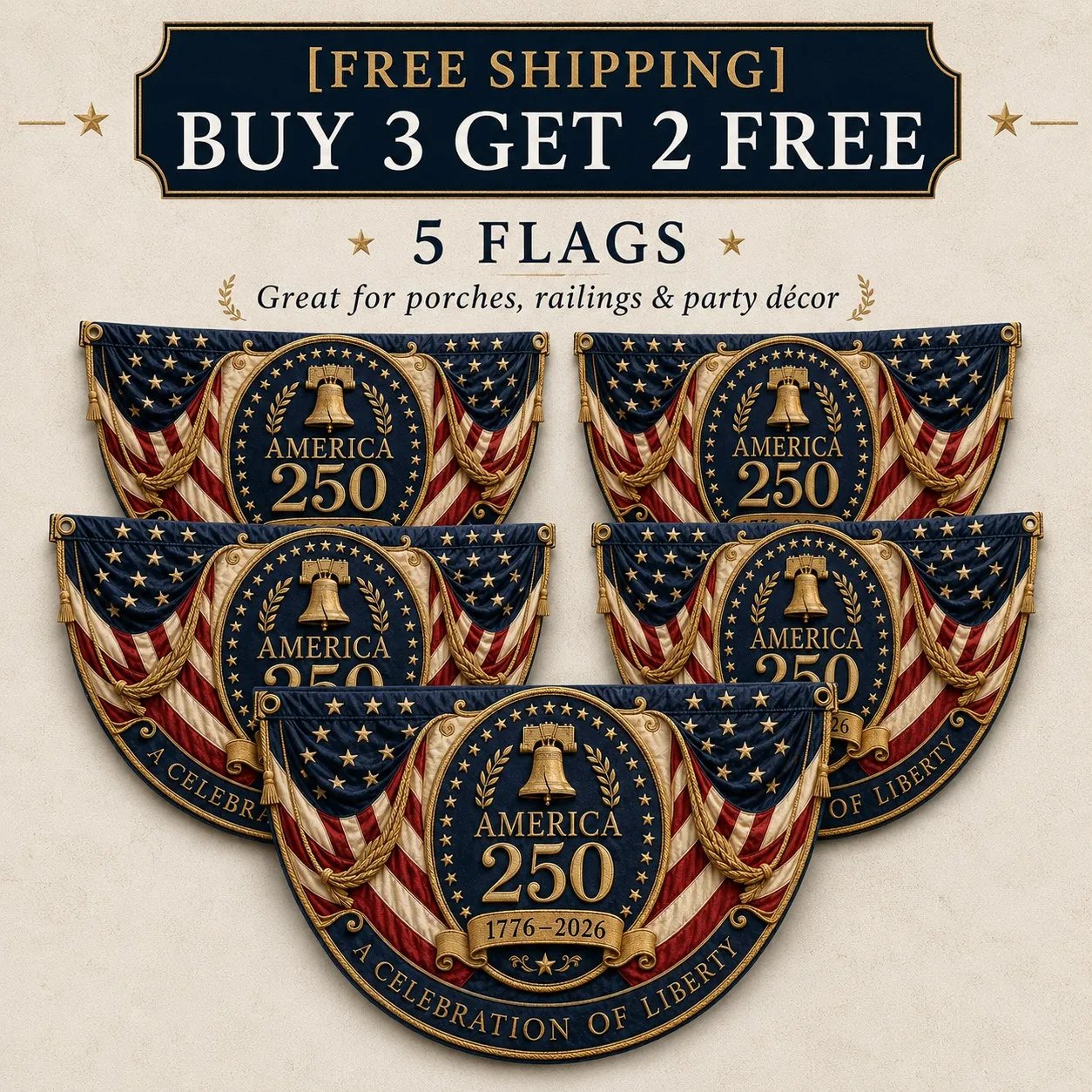 🇺🇸America 250 Fan Bunting Flag A Celebration of Liberty, Heritage, and American Pride 🇺🇸