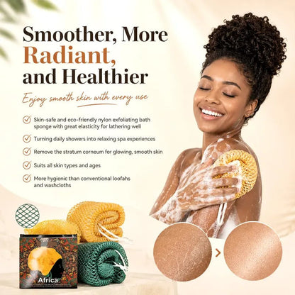 🧼✨ Traditional African Bath Tool | Ethically Sourced Net Sponge – Removes Dead Skin – Leaves Skin Smooth