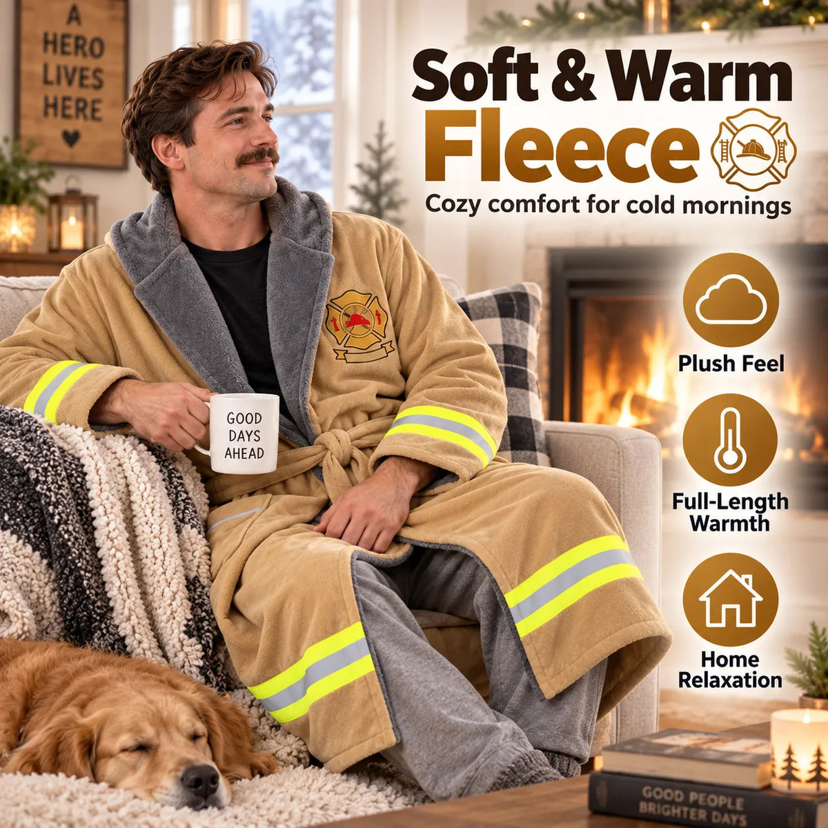 🚒🔥 Firefighter Robe — Stay Cozy Off Duty with Bold Firefighter Style!