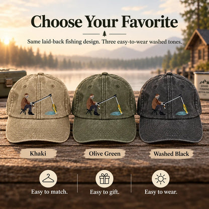 🔥 Last Day 49% OFF-🎣🧢 Catch of the Day Interactive Fishing Cap –🎁 Vintage Washed Moving Fish Hat