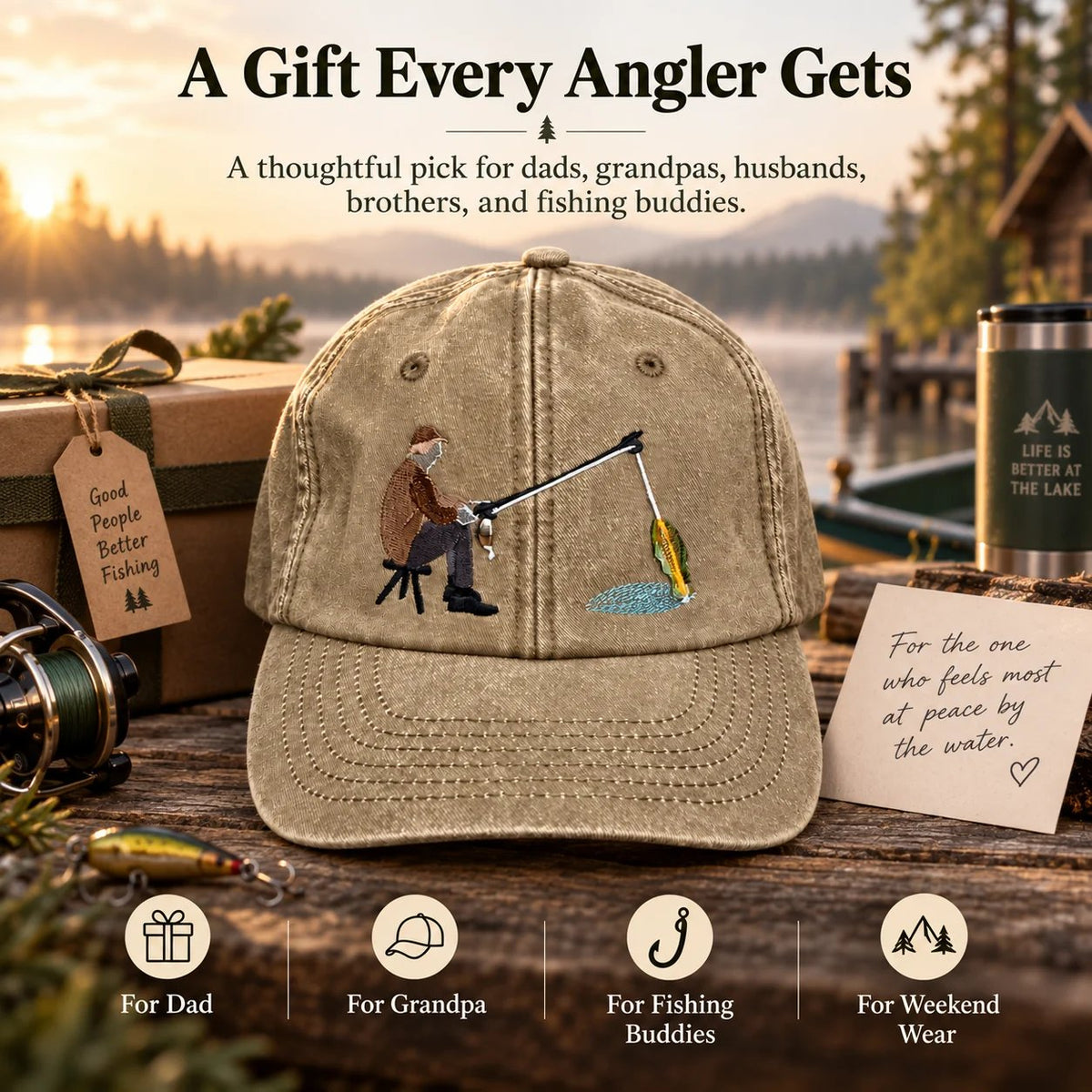 🔥 Last Day 49% OFF-🎣🧢 Catch of the Day Interactive Fishing Cap –🎁 Vintage Washed Moving Fish Hat