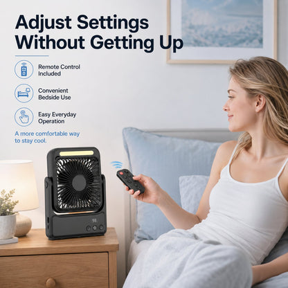 Rechargeable Magnetic Portable Fan With Light & Remote Control