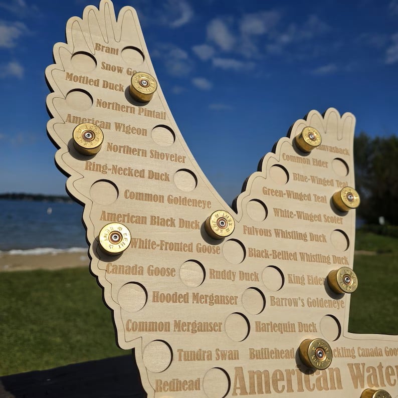 🔥LAST DAY 50% OFF - American Waterfowl Challenge Wooden Map 🦆 – Engraved 41 Species Duck Hunting Wall Decor & Harvest Tracker