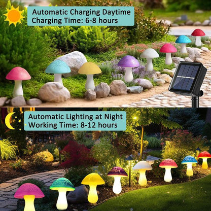 8 Pcs Solar Powered Mushroom Shaped Garden Light