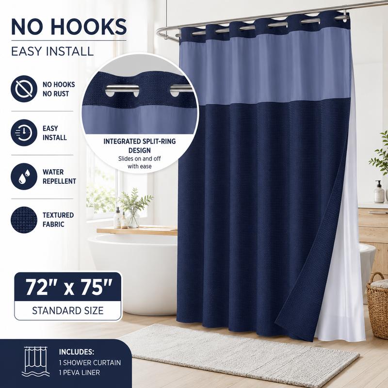 🎁2026 New Arrivals 50% OFF💥Waffle Pattern Shower Curtain