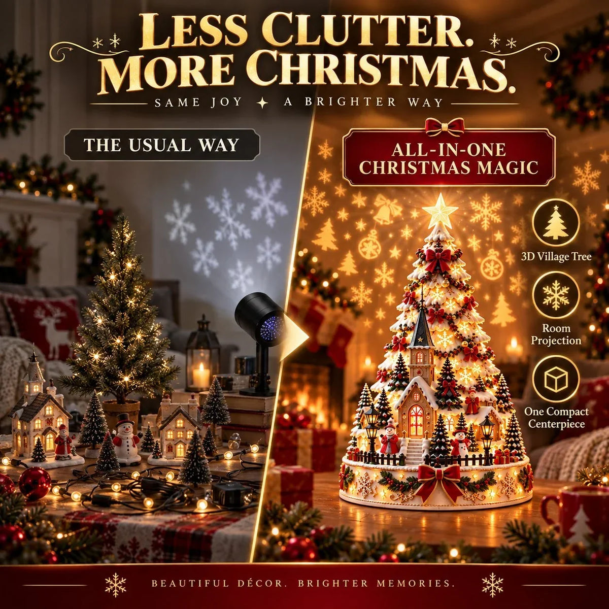 🎄Christmas Village Projection Centerpiece – 4 Themed Villages