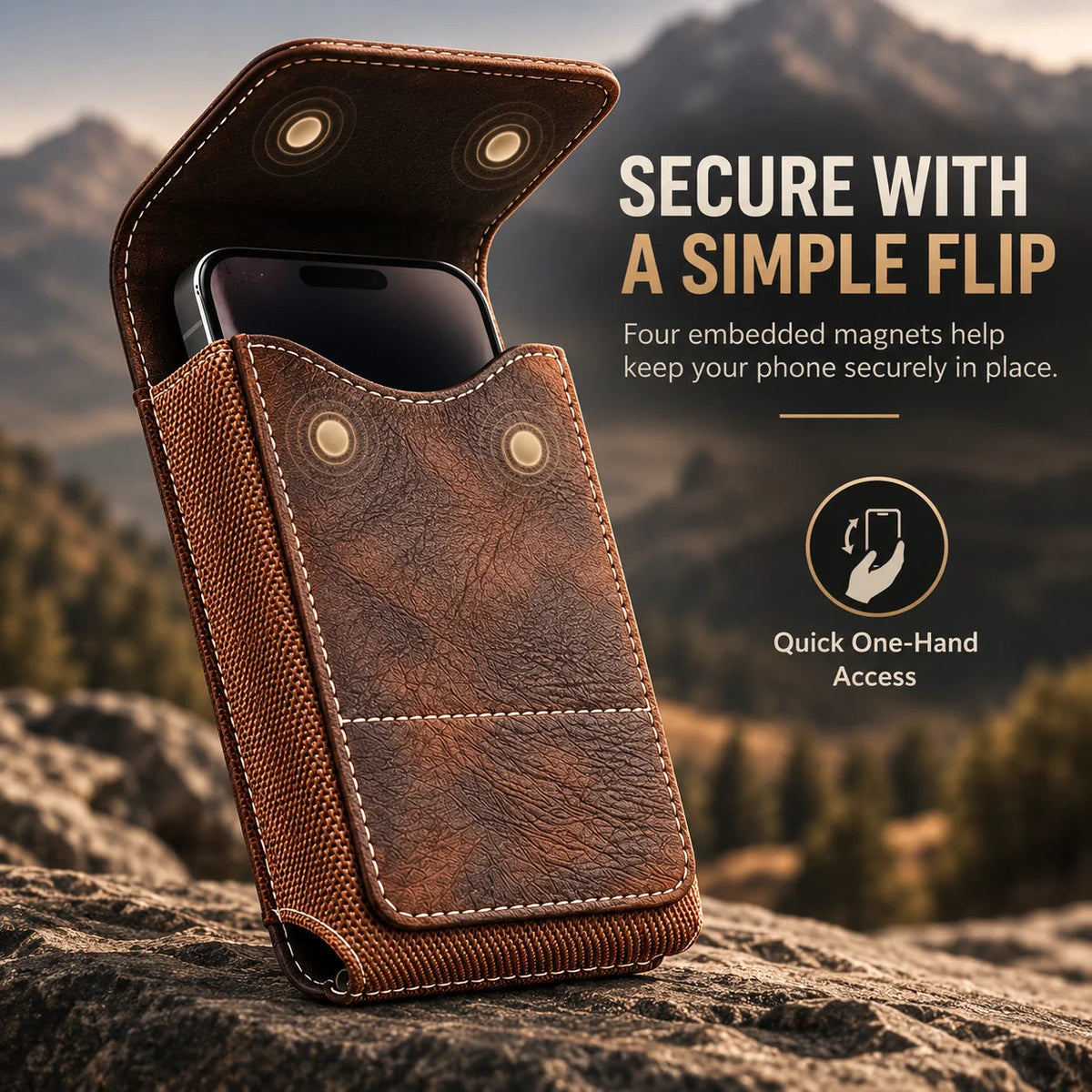 🔥 Early Black Friday Deal –Men’s Waist Phone Pouch with Magnetic Closure, Card Slot & Metal Belt Clip
