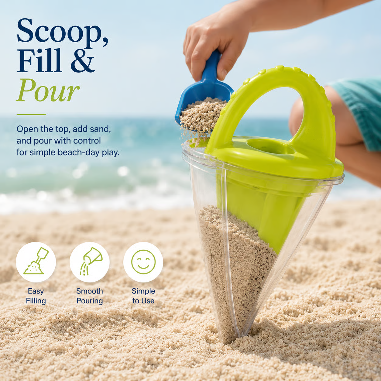 🏖️ Kids Beach Sand Funnel Toy – Transparent Sand Scoop & Shell Collector for Outdoor Summer Play