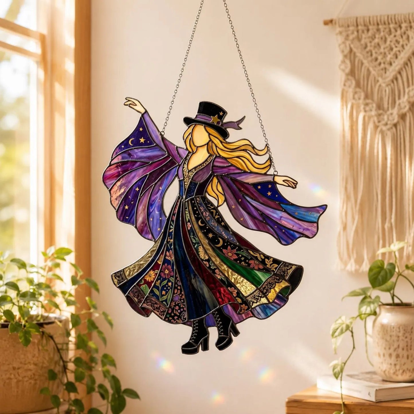 💥 LAST DAY 49% OFF - 💃🤘 Handmade Stained Glass Spinning Suncatcher