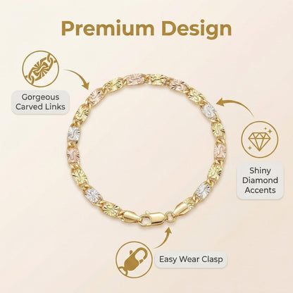 Tri-Color Mariner Link Bracelet for Women