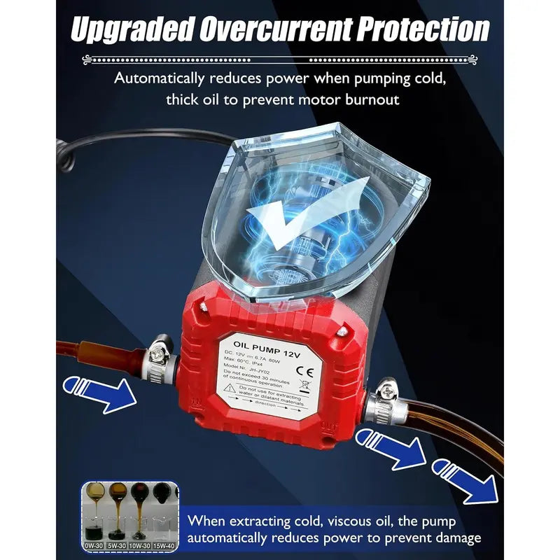 12V 80W Oil Extractor Pump, Oil Removal Transfer Suction Pump for Fluid Change