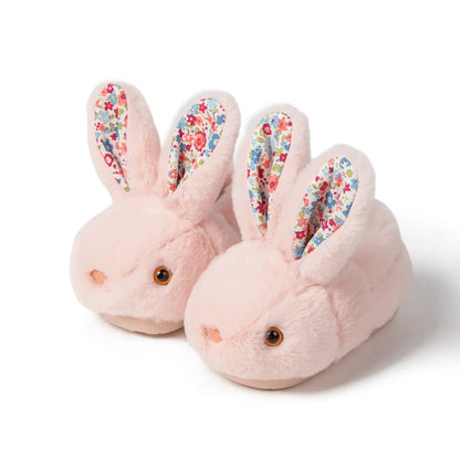 ✨ Cozy Bunny House Slippers for Kids – Plush 3D Ears, Floral Details & Textured Indoor Sole 🐰💗
