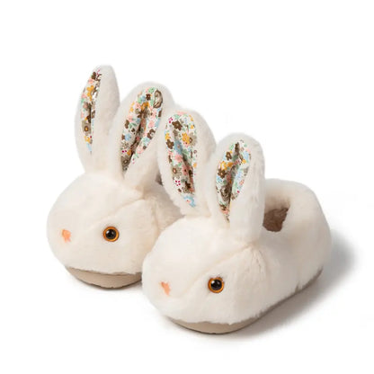 ✨ Cozy Bunny House Slippers for Kids – Plush 3D Ears, Floral Details & Textured Indoor Sole 🐰💗