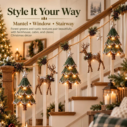 ⏰ LAST DAY 49% OFF - 🦌 Lighted Woodland Christmas Garland