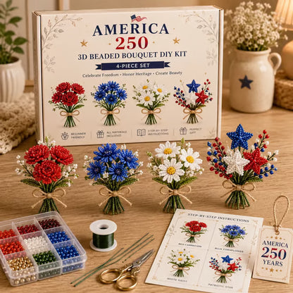 🌸America 250 Beaded Bouquet DIY Kit – Limited Edition Patriotic Craft Collection